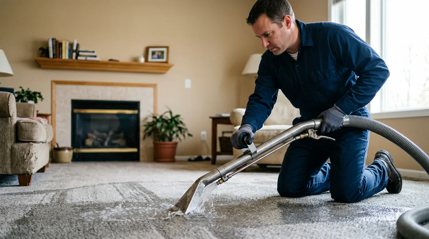Water damage restoration technician working near New Paris, PA